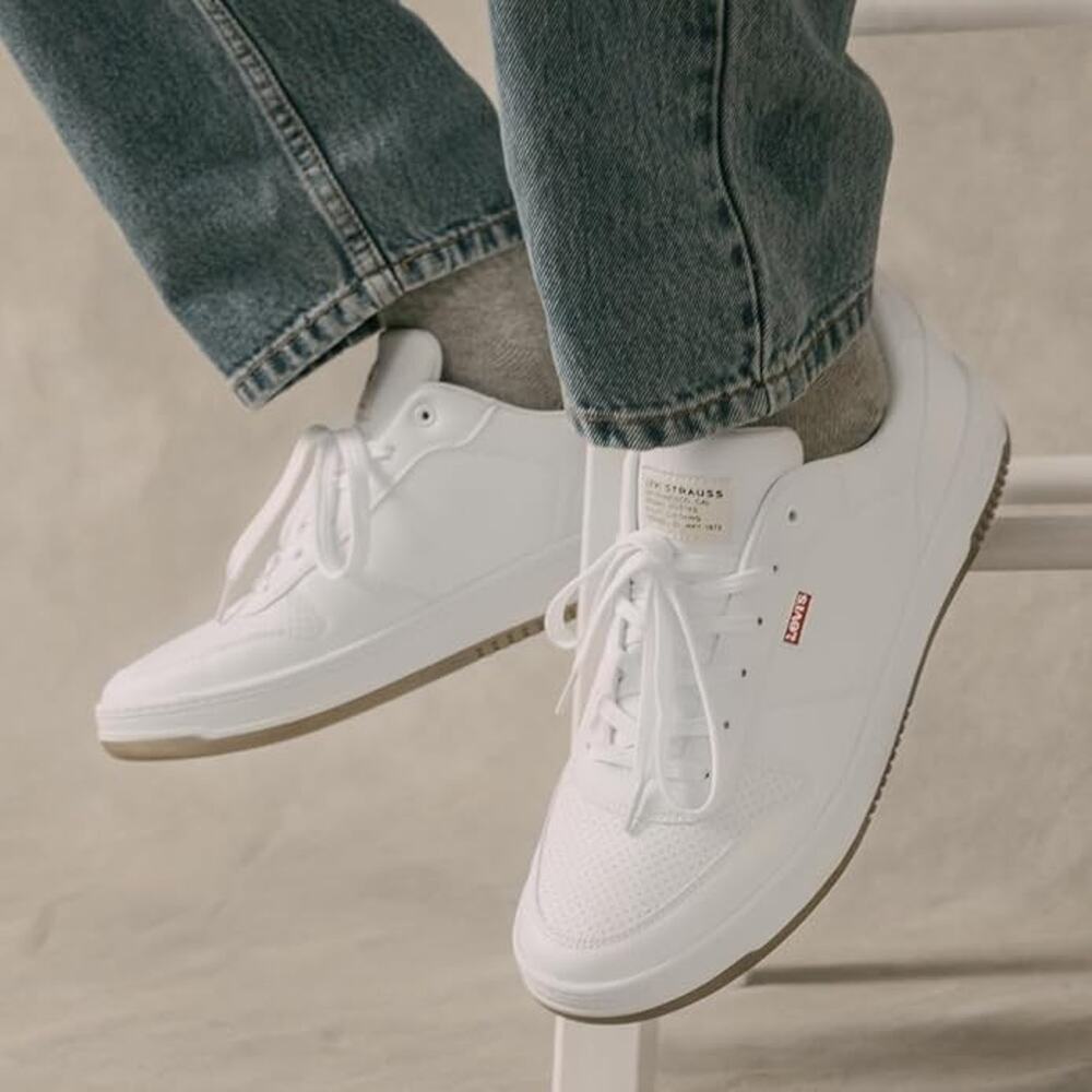Levi's Men's Size 8.5 Drive Lo Shoes White/Gum Synthetic Leather Casual Sneakers - Picture 2 of 6